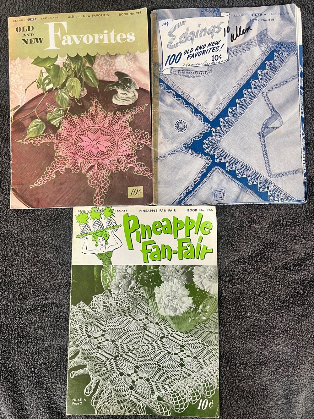 Vintage Clark's O.N.T. & J.P. Coats Crochet Pattern Books - Pineapple Fan-Fair,